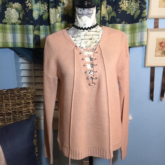 Charlotte Russe Sweaters - Charlotte Russe lace up v neck knit sweater